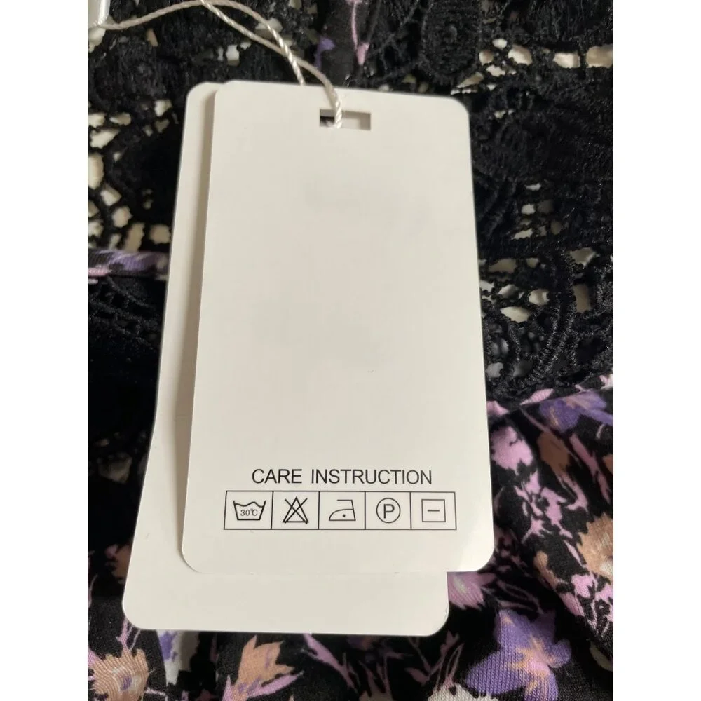 Yozly Womens Size Medium Black Purple Floral Tank Dress Pockets - Picture 8 of 11